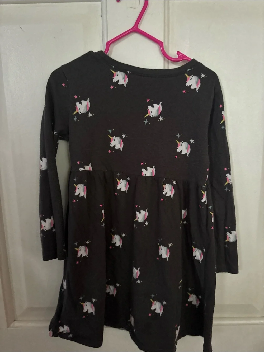 Old Navy Black Unicorn Print Long-Sleeve Girls Dress